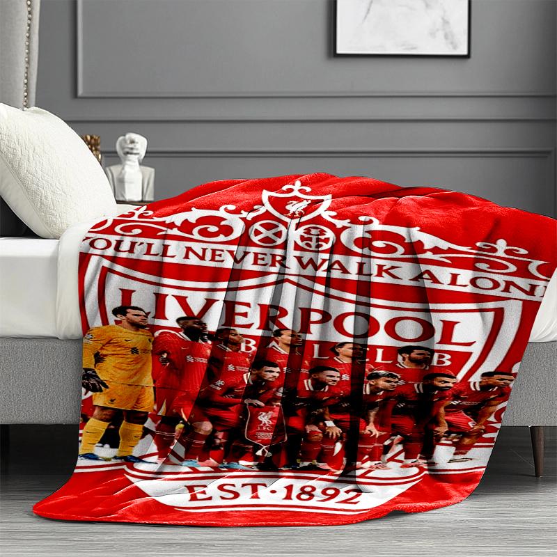 Плед Liverpool F.C. - Мягкий и Удобный, для Спальни, Путешествий, Дивана, Домашнего Декора - Подарок на День Рождения, Рождество для Друга