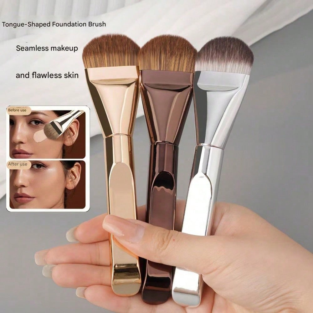 Tongue-Shaped Foundation Brush - Ultra-Thin And Traceless Foundation - Flat-Head Foundation Brush - Special-Shaped Fan-Shaped Makeup Tool - Beauty