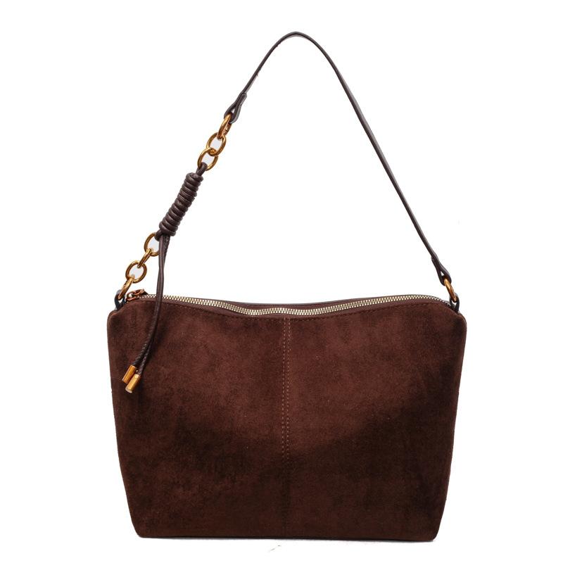 Европейская и американская ретро бархатная сумка из оленьей кожи женская 2025 новая модная и универсальная сумка-пельмень высококачественная замшевая кожа сумка через плечо