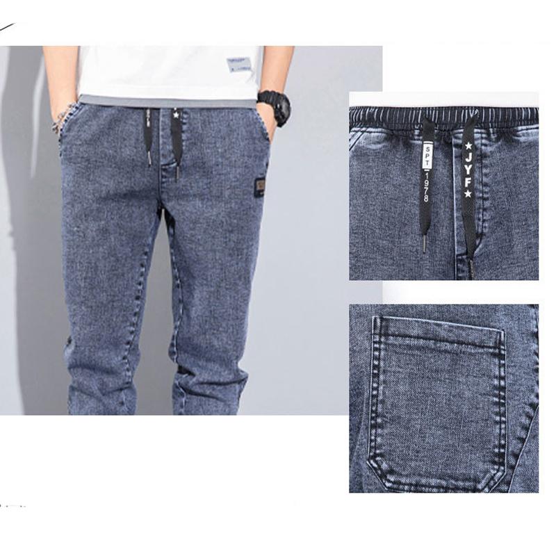 Мужская мода, черные, синие, серые джинсы, уличная одежда, брюки для бега, брюки размера плюс 8XL, повседневная прямая уличная одежда, свободные джинсы с эластичной резинкой на талии