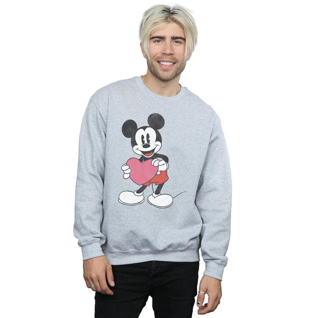 Disney Mens Mickey Mouse Valentine Heart Sweatshirt