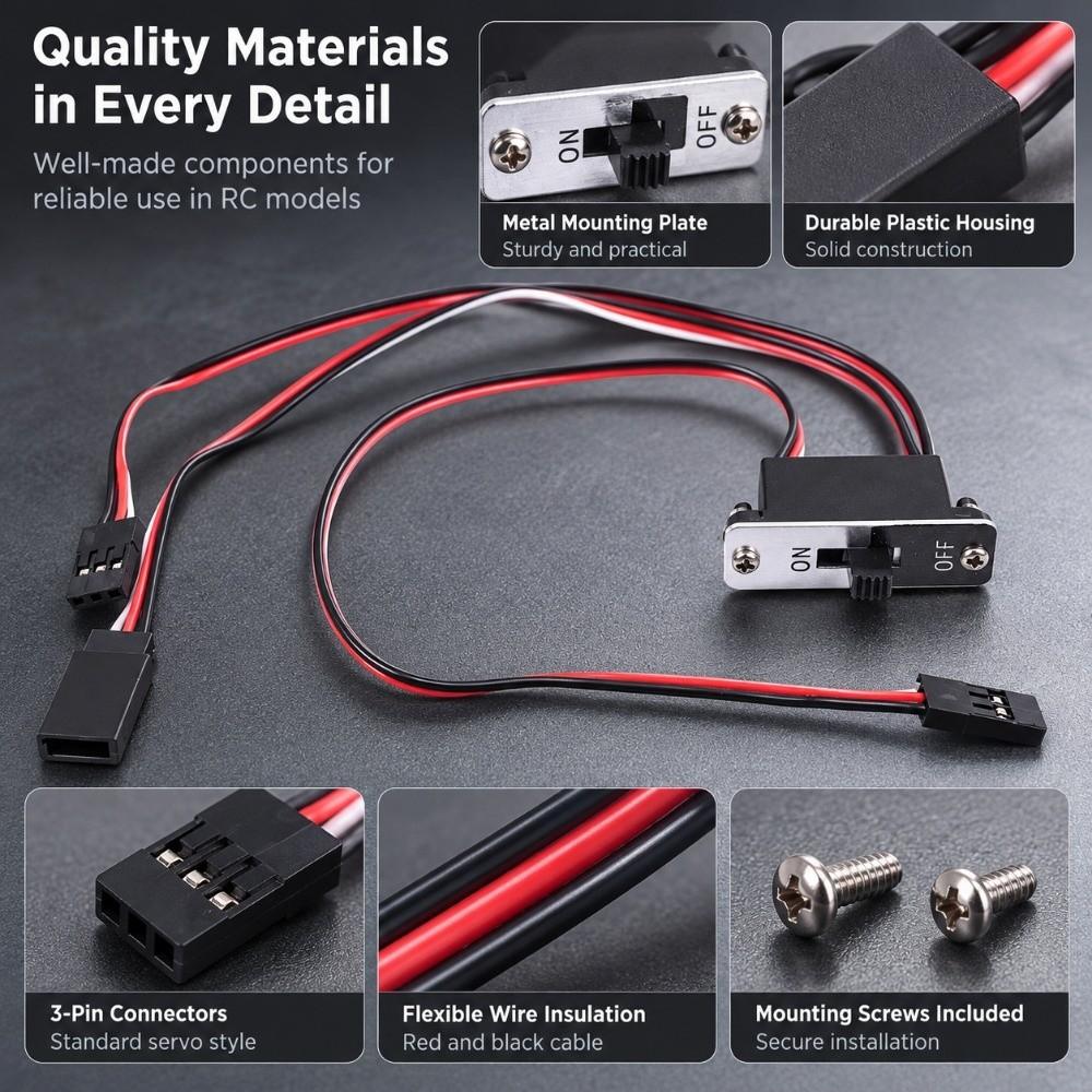 250mm Heavy Duty RC Aluminum Power Switch Plastic Medium Aluminum Shell Switch  For RC Airplane
