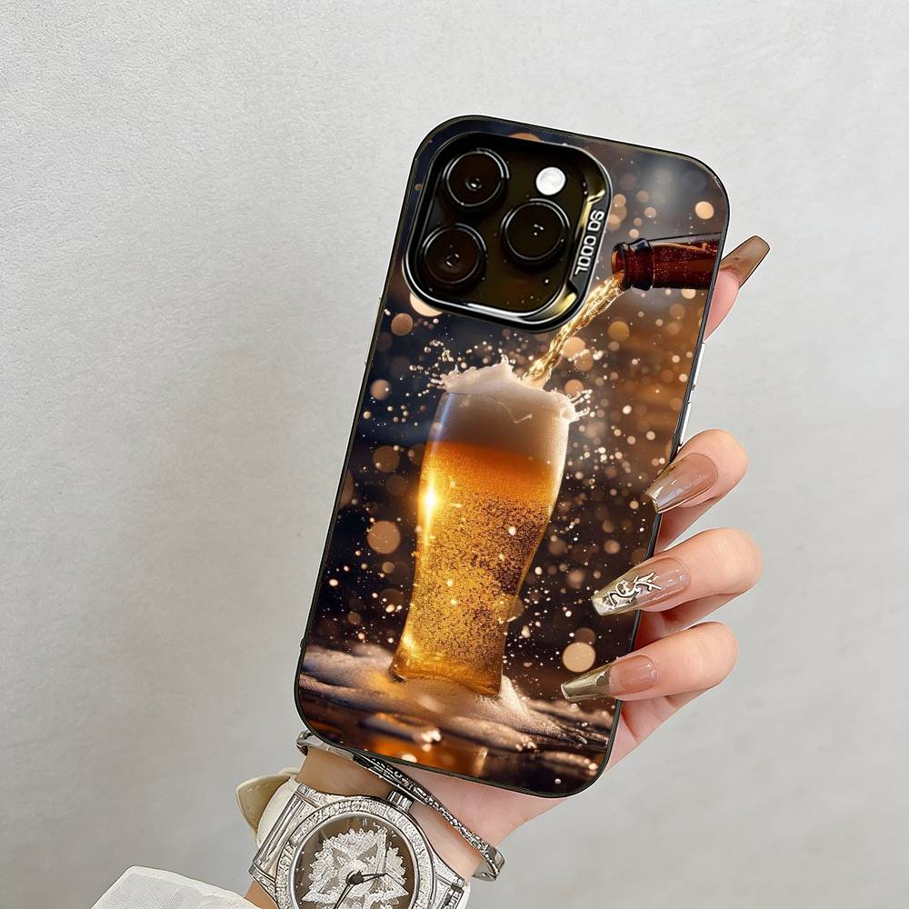 Пиво Чехол для телефона для iPhone 17,16,15,14,13,12,11 Plus,Pro Max,XS,Цветной Серебряный Внутренний Чехол