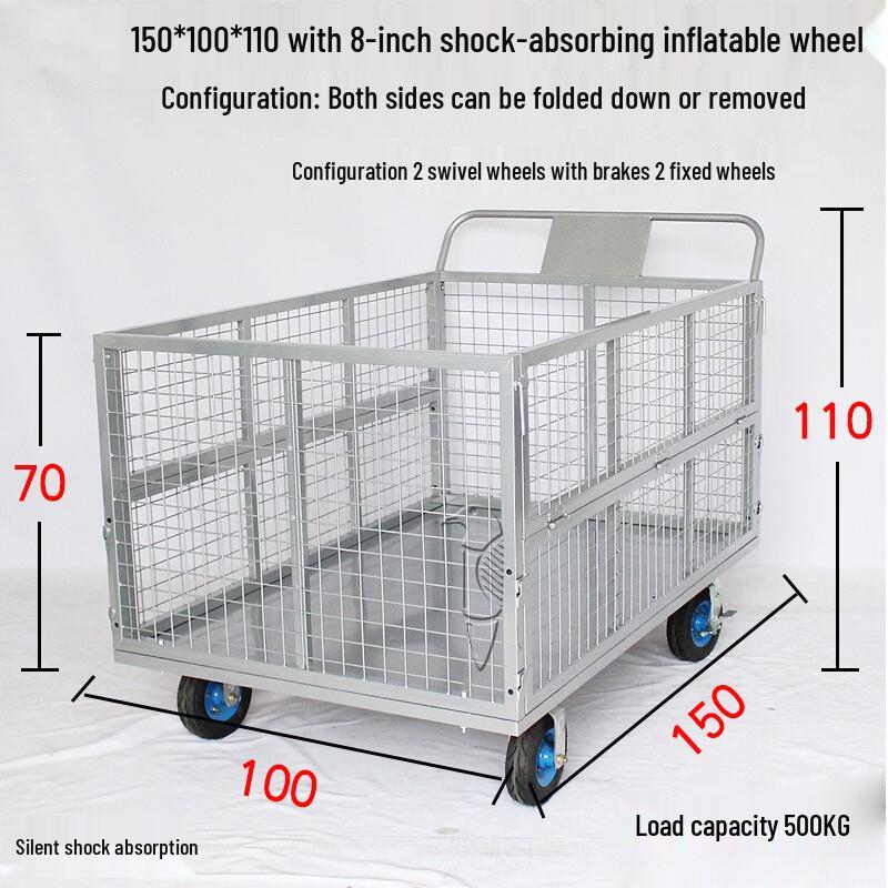 Great Skua Folding Warehouse Cart with Fence