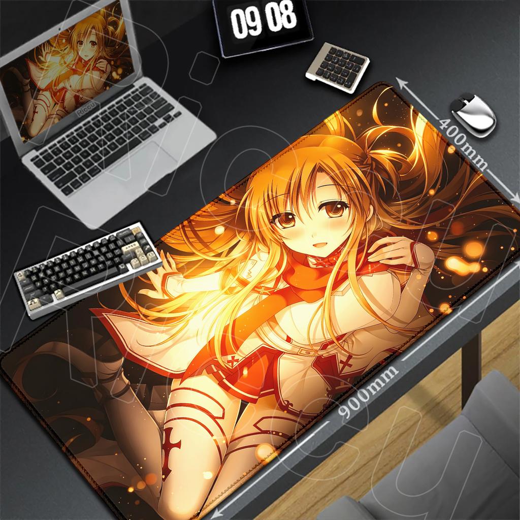 Нескользящий Большой Ковер для Игрового Стола E-sport Горячий Аниме Sword Art Online SAO Коврик для Мыши XXL Кавайная Девушка Асуна Юки Коврик для Клавиатуры Ноутбука