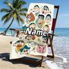 Custom Name Personalized Crayon Shin chan Print Beach Towel, for Trip Camping Beach Party Home Decor, Birthday Gift for Family & Friends