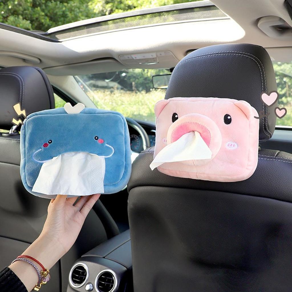 Cute Cartoon Car Tissue Box Holder Animals Napkin Paper Car Portable Box Bracket Multi-function Decoration Animal Accessori V3S3