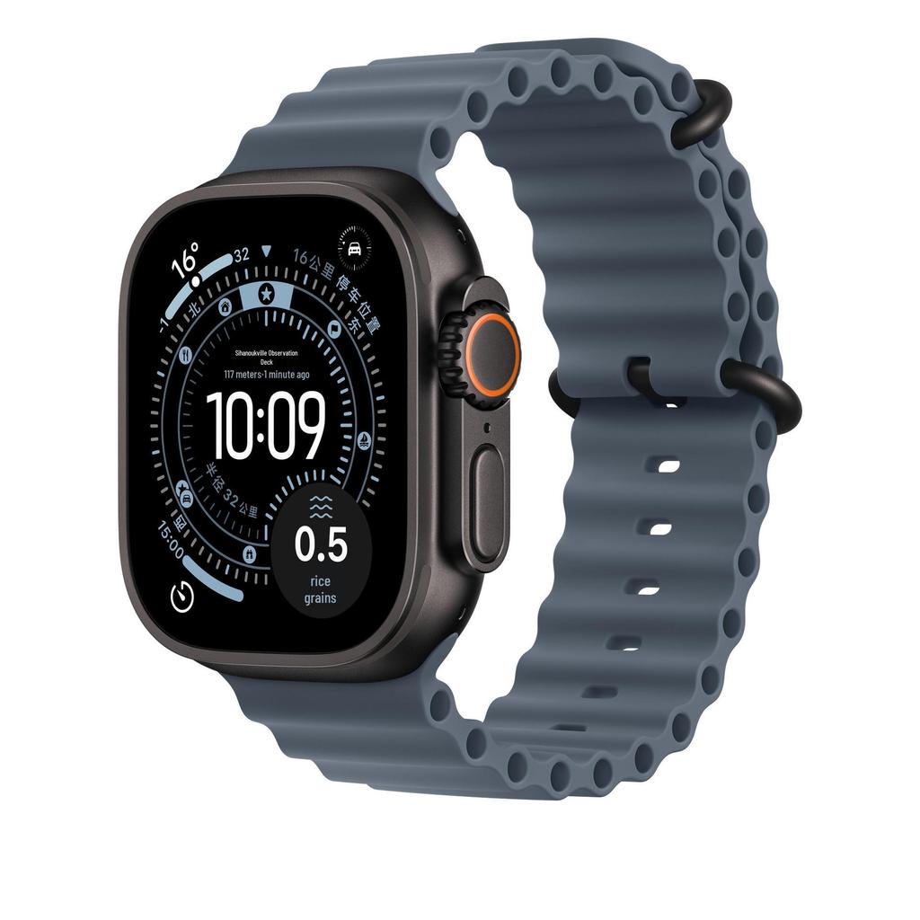 Силиконовый ремешок Apple Watch 11 Ultra с двойной пряжкой