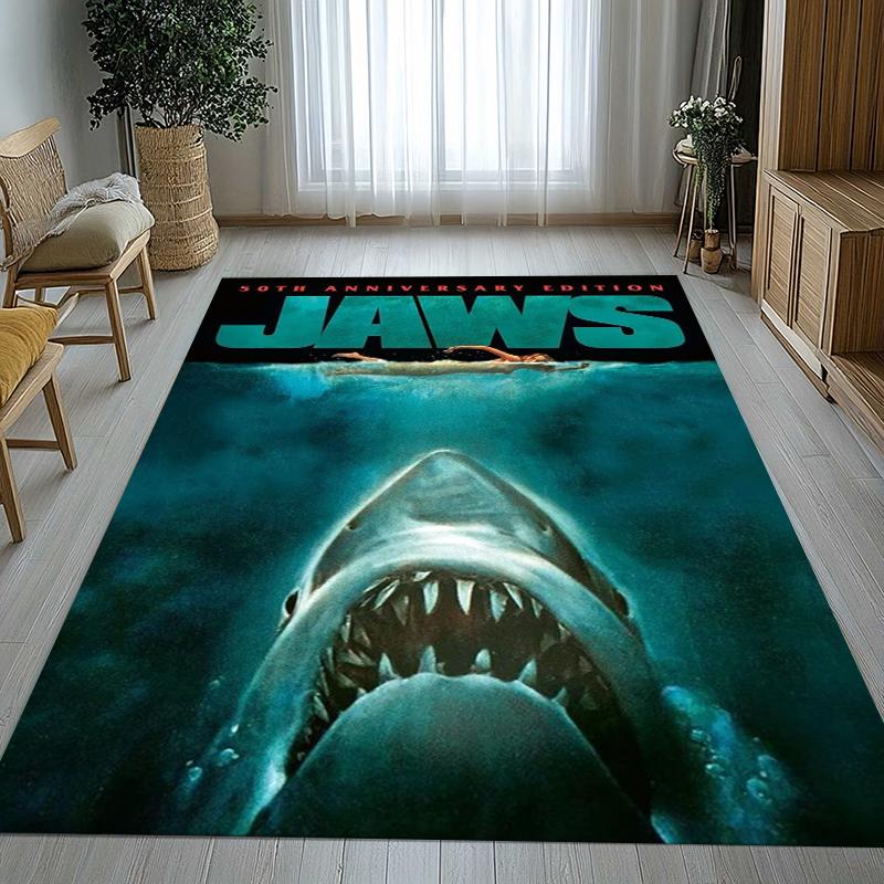 Horror Movie Jaws Shark Living Room Non-Slip Area Rug Soft Carpet for Bedroom Kids Playroom Sofa,Home Decor Doormat Gift