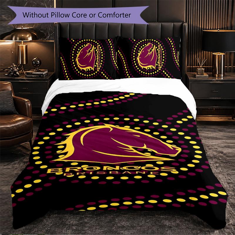 Brisbane Broncos Pattern Microfiber 3Pcs Bedding Set Decor Duvet Cover Set For Bedroom Home Use