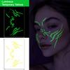 Festival Night Party Supplies Halloween Temporary Tattoo Sticker, Glow in The Dark Face Stickers Body Art for Adults, Nightclub, Parties Easy