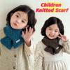 Solid Color Children Knitted Scarf Trendy Winter Cross Muffler Kids Woven Neckerchief  Outdoor
