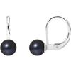 Earrings - Genuine Round Black Freshwater Cultured Pearls 6-7 Mm - Women's Jewelry