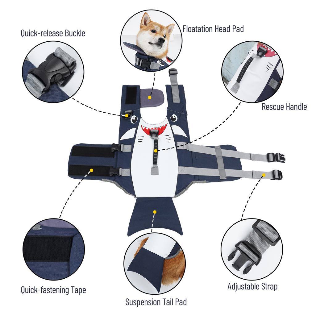 Спасательный жилет для собак с регулируемой ручкой, милый жилет для плавания