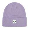 Women's Fashion Smiley Face Logo Hat Solid Color Knitted Hat Casual Outdoor Warm Beanie Men's Winter Hat