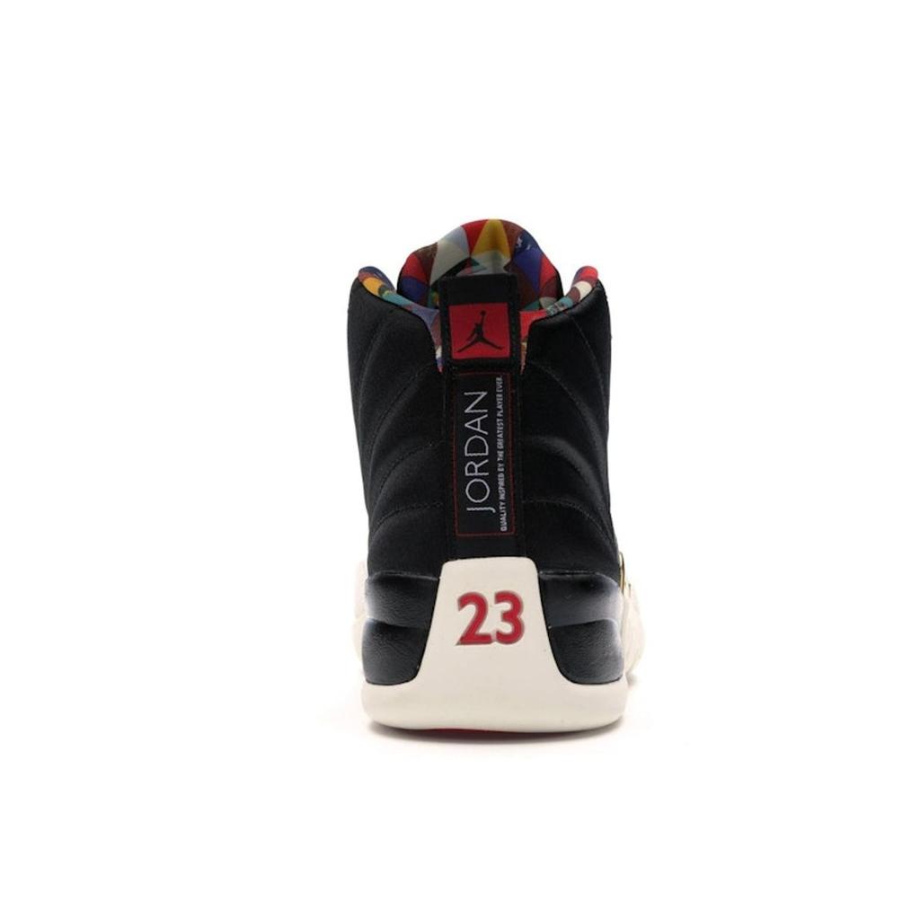 Air Jordan 12 Retro Chinese New Year 2019 Men Sneakers Black Sail-Metallic-Gold-True-Red CI2977-006