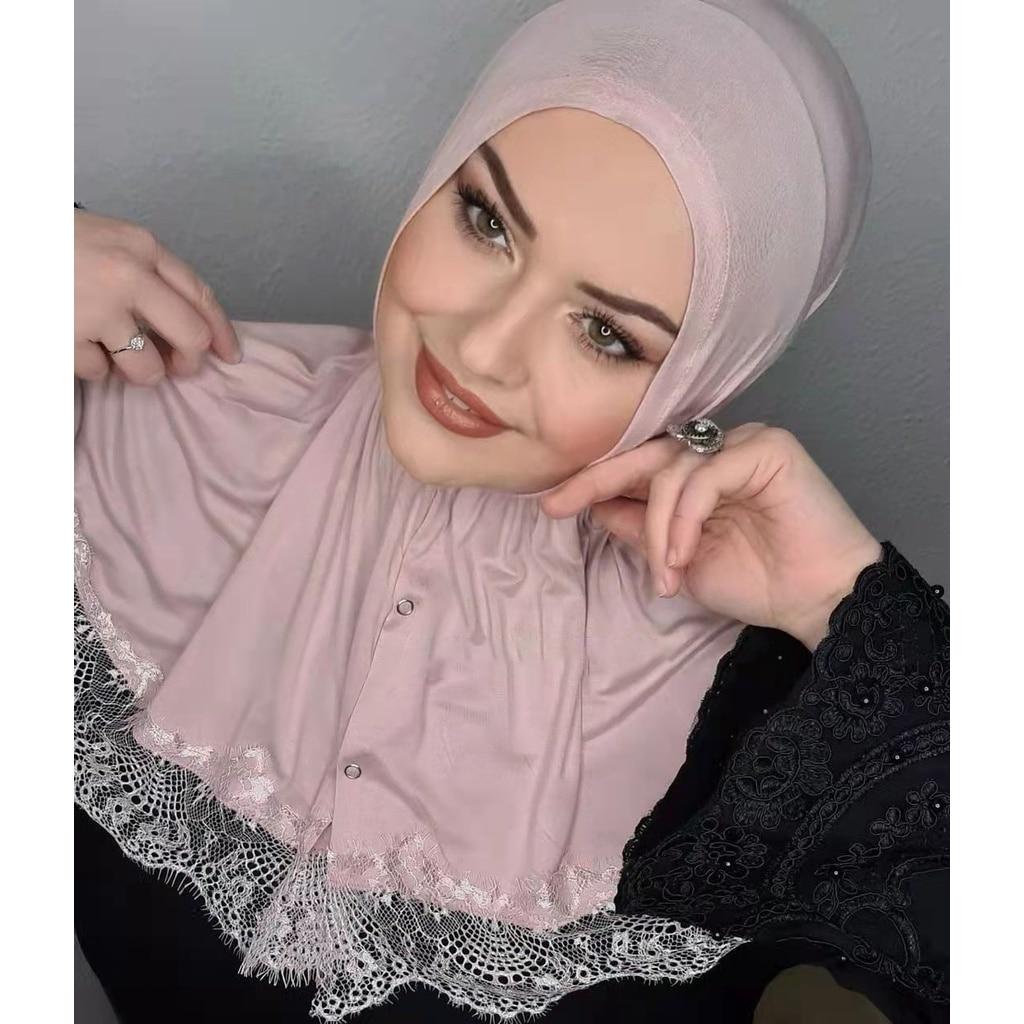 Модальное кружево с застежкой-молнией для мусульманских женщин, хиджаб