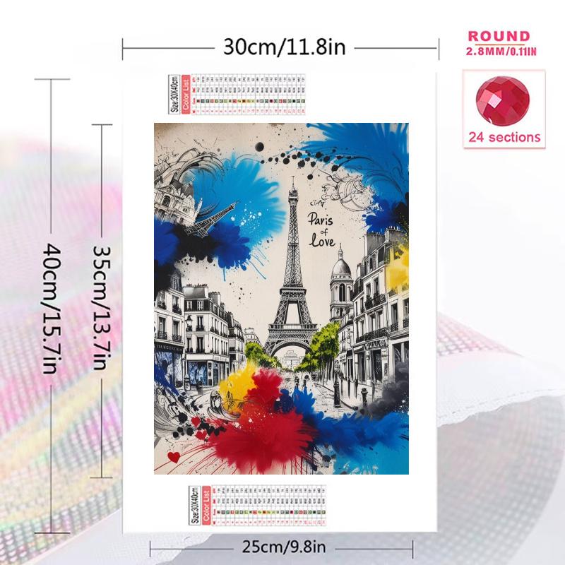 Eiffel Tower Art 100% Round Full Drill 5D DIY Diamond Painting Embroidery Cross Stitch Rhinestone Décor