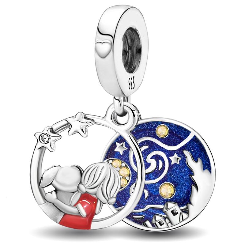 Медь Милый Слоник-Бабочка Синяя Серия Шармы Бусины Подходят для Оригинального Браслета Пангла Высокое Качество DIY Ювелирные Изделия