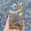 Роскошный Черно-Золотой Змеиный Чехол для Телефона для IPhone 16 15 14 Plus 13 12 Pro Max 13 Mini 11 Уникальные Драконьи Ударопрочные Лазерные Чехлы