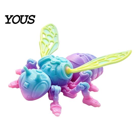 3D Printed Bee Toy Refrigerator Magnet, Realistic Flexible Joint Figurine, Articulated Magnetic Fridge Decoration Decor for Kitchen & Office