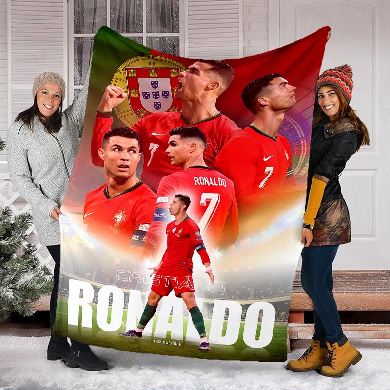 1pc Soccer7 (4) Theme Blanket - Digital Print, Polyester, Cozy for All Seasons, Perfect for Outdoor, Camping, and Travel