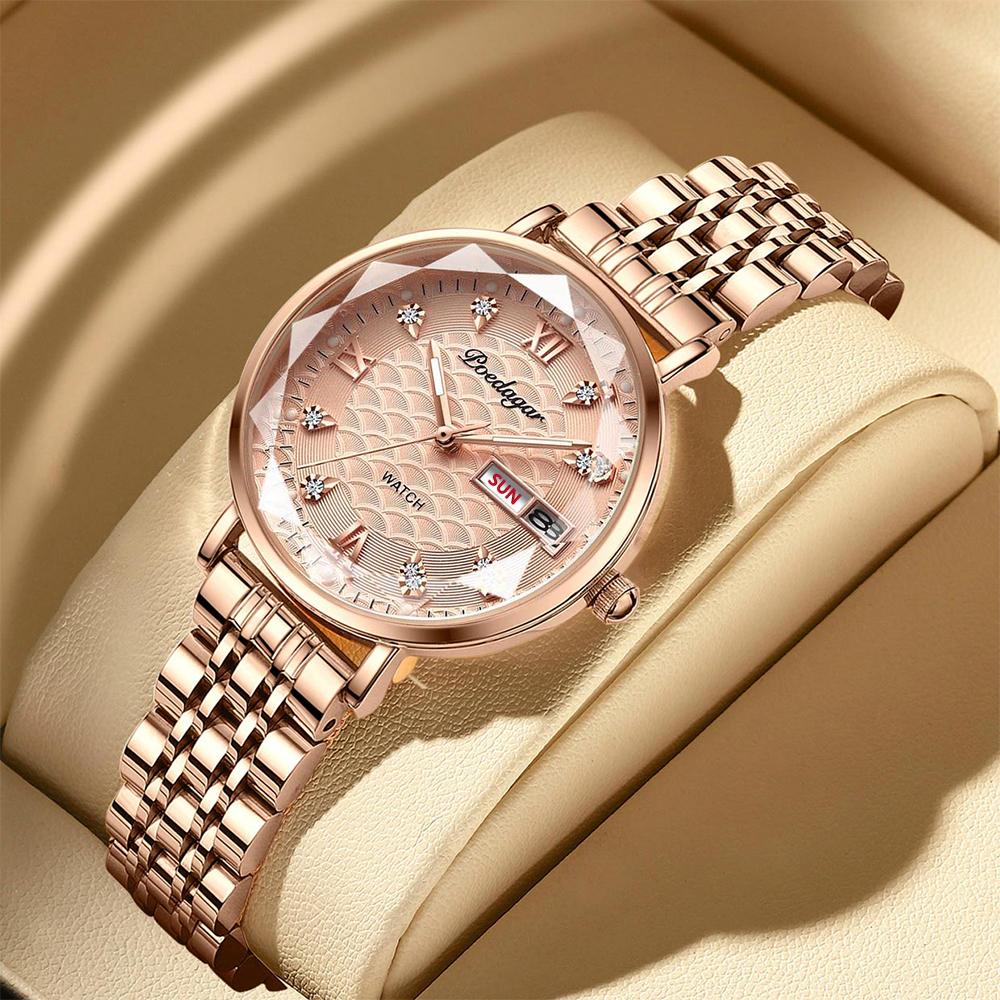POEDAGAR Fashion Watches For Women Waterproof Luminous Stainless Steel Woman's Wristwatch Luxury Elegant Ladies Watch Gift Reloj