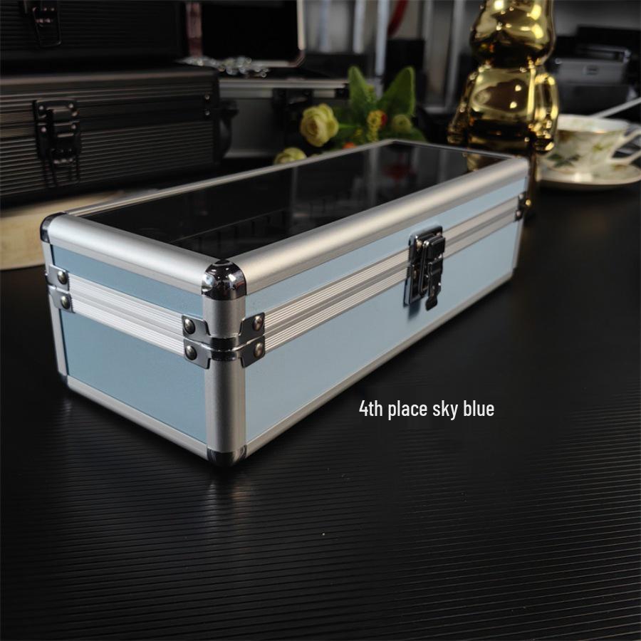 Алюминиевая коробка для хранения часов с 4 отделениями - Ударопрочный и запираемый подарочный кейс