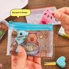 2Pcs Cute Capybara Coin Storage Bag Transparent Mesh Zipper Coin Purses Cartoon Wallet Portable Waterproof Clear Bags Gifts