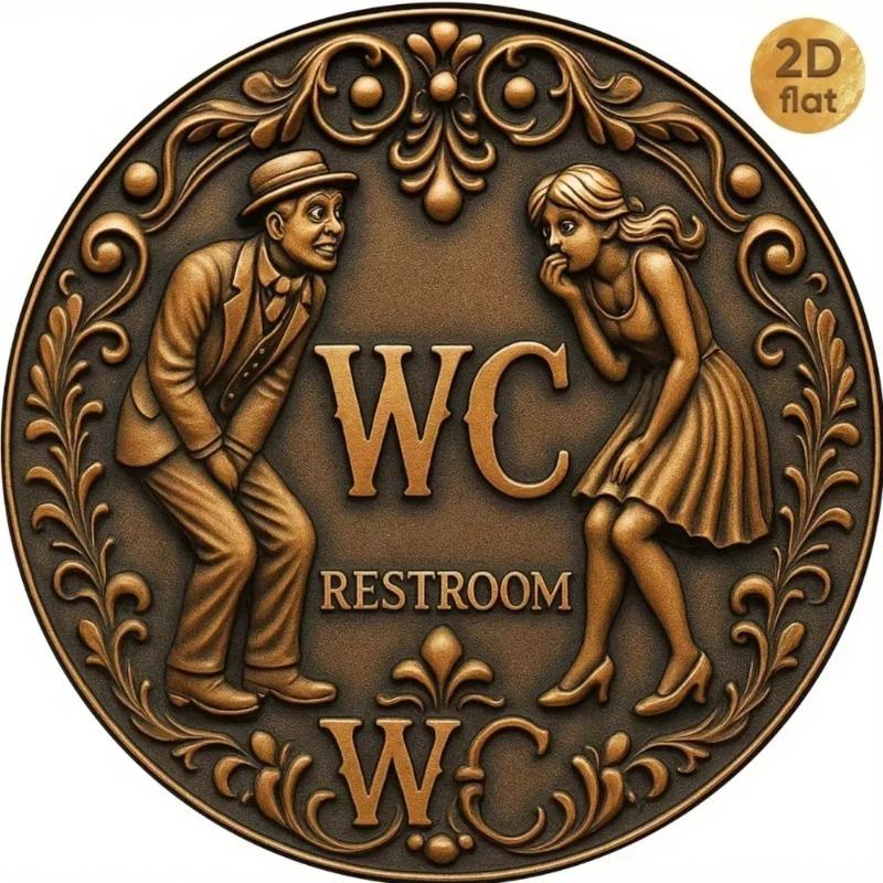 Винтажная жестяная табличка Железная WC Туалет Круглый Металлический Настенный Декор Ванная Комната Бар Паб