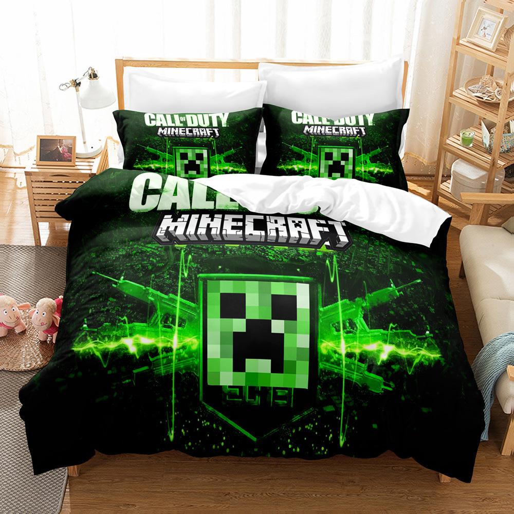 3D Digital Printing Quilt Set Three-Piece Minecraft Game Children'S Cartoon