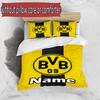 3pcs Duvet Cover Set (1*Duvet Cover + 2*Pillowcase, Without Core), Custom Name Borussia Dortmund Pattern Bedding Set, Home Bedroom Decor Gift
