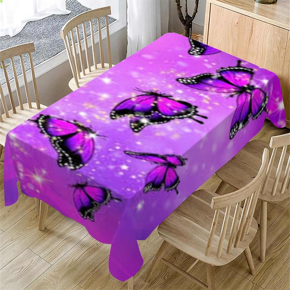 A Rectangular Tablecloth for Spring And Summer Featuring a Beautiful Butterfly Design, Suitable for Both Indoor And Outdoor Use, Perfect for Decoratin