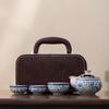 Портативный сине-белый дорожный чайный набор в стиле Жу Яо: Одна кастрюля, три чашки - Идеальный корпоративный праздничный подарок с возможностью печати индивидуального логотипа