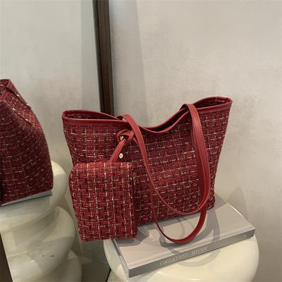 Идиллический новый модный легкий роскошный твидовый портативный тоут на одно плечо для通勤 под мышку