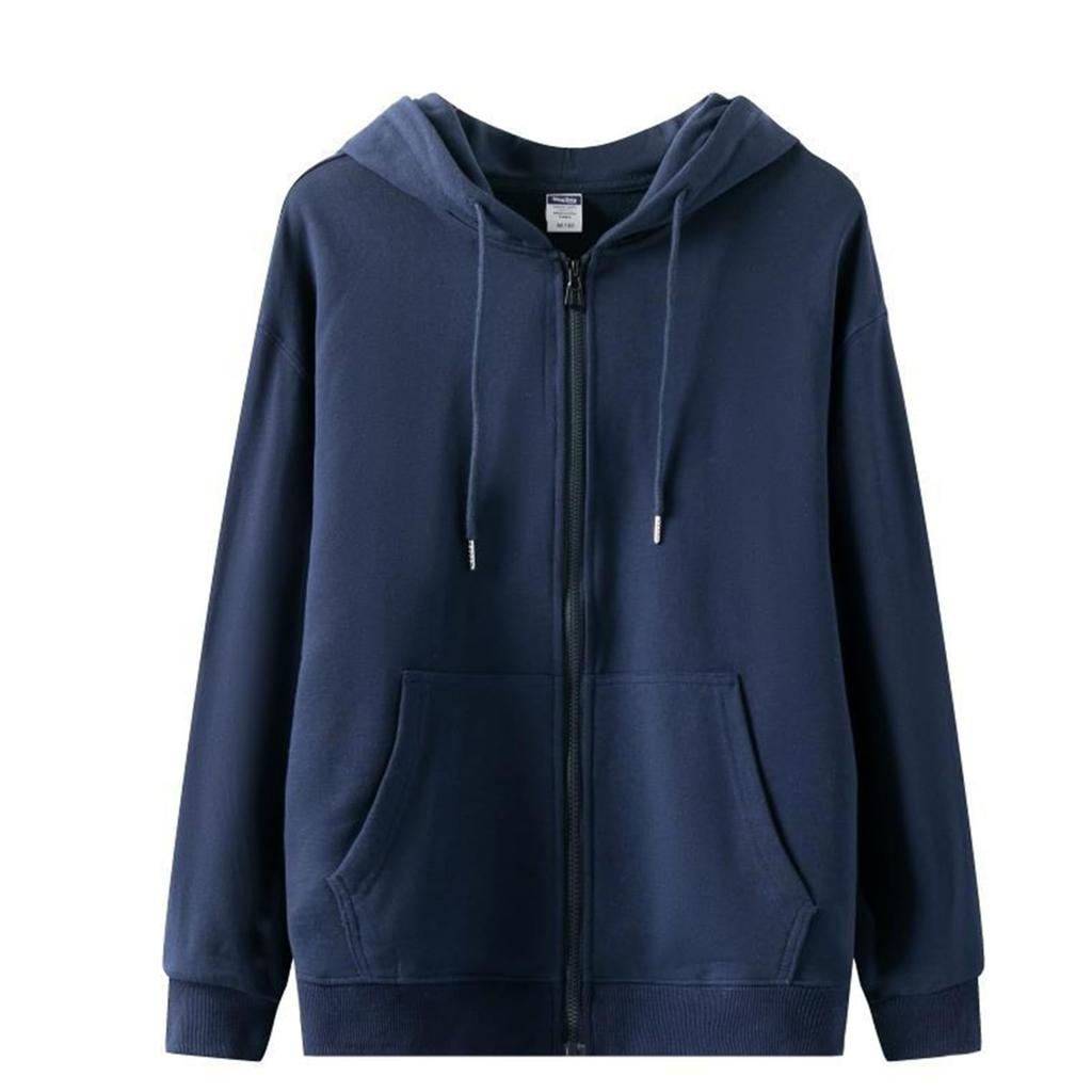 Tuten Long Sleeve Solid Loose for and Commuting Women's Hoodie, Cotton, Outerwear, Hooded, Color, Fit, Casual, Stylish, Exercise, School, (Navy