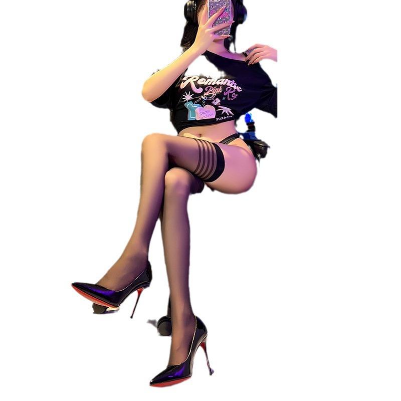 Сексуальная одежда, чистая страсть, облегающие ноги, искушение, черные чулки-трубы Санло, ультратонкие взрослые кружевные чулки.