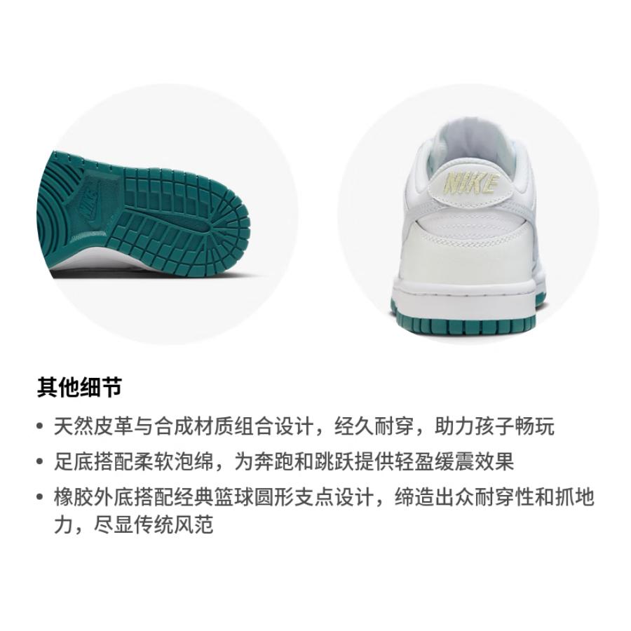 Nike Dunk Low White Grey Teal GS FD9911-101