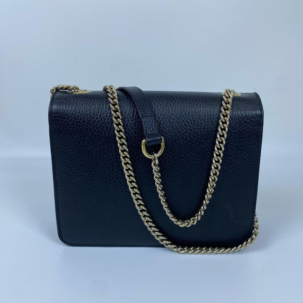 [Pre-Owned] Double G Chain Shoulder Strap Pebbled Leather Messenger Bag Accordion Crossbody Bag - Very Good #QJ2BY4
