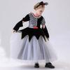 120-150cm Kids Poker Queen Black White Plaid Clown Princess Skirt Halloween Costume