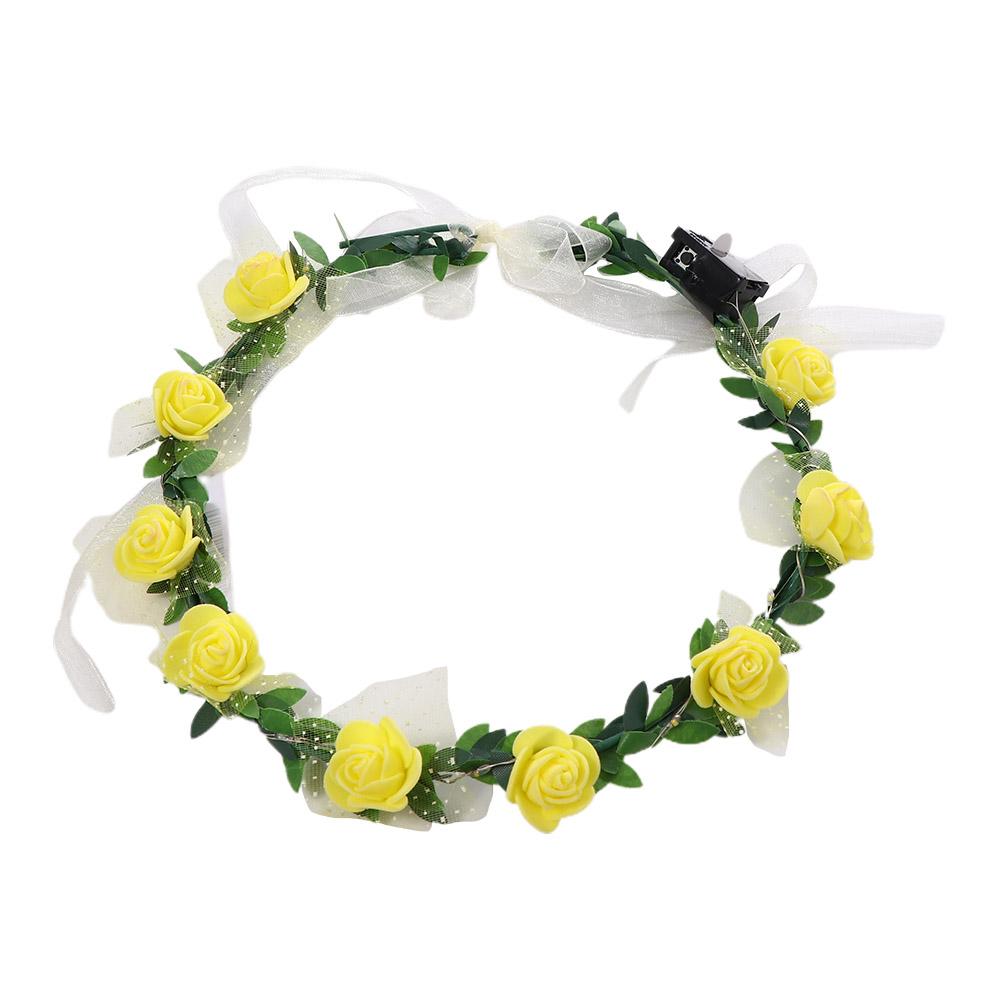 Foam Party Rose Flower Crown Flower Headband LED Light Garland Wreath Decoration Women Headwear