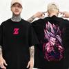 Unisex Retro Casual Cotton Short-Sleeve T-Shirt with Goku & Vegeta Dragon Ball Z Print, Harajuku Y2K Style T-shirt