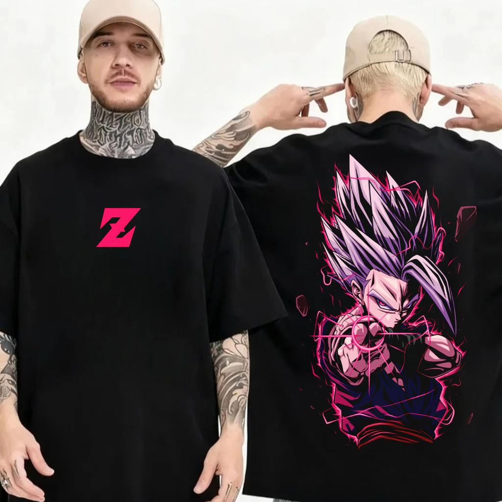 Unisex Retro Casual Cotton Short-Sleeve T-Shirt with Goku & Vegeta Dragon Ball Z Print, Harajuku Y2K Style T-shirt