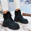 Women Leopard Platform Fur Ankle Boots High Heels Shoes Winter 2025 Brand Trend New Gladiator Short Plush Warm Snow Botas Mujer
