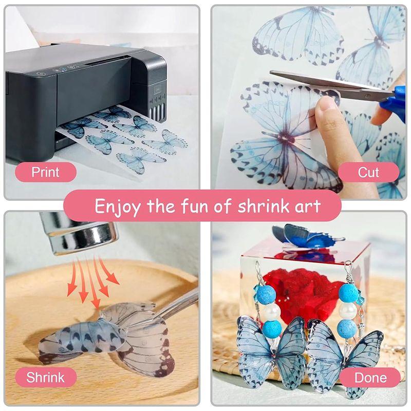 Фев. Печатаемые листы Shrink Dink, Полупрозрачные пленки Shrinky для струйного принтера, Печатаемый термоусадочный пластик