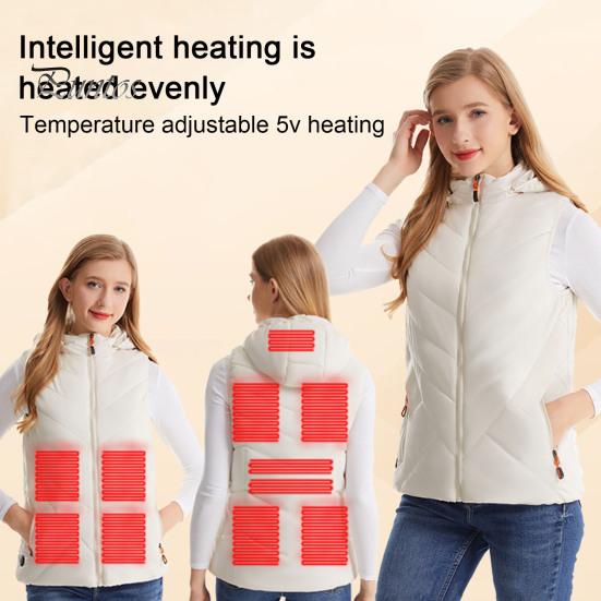 Женский осенне-зимний утепленный жилет с 11 зонами подогрева, 3 уровня температуры, застежка-молния с карманами на молнии, однотонный теплый жилет без рукавов с подкладкой для домашних выходов