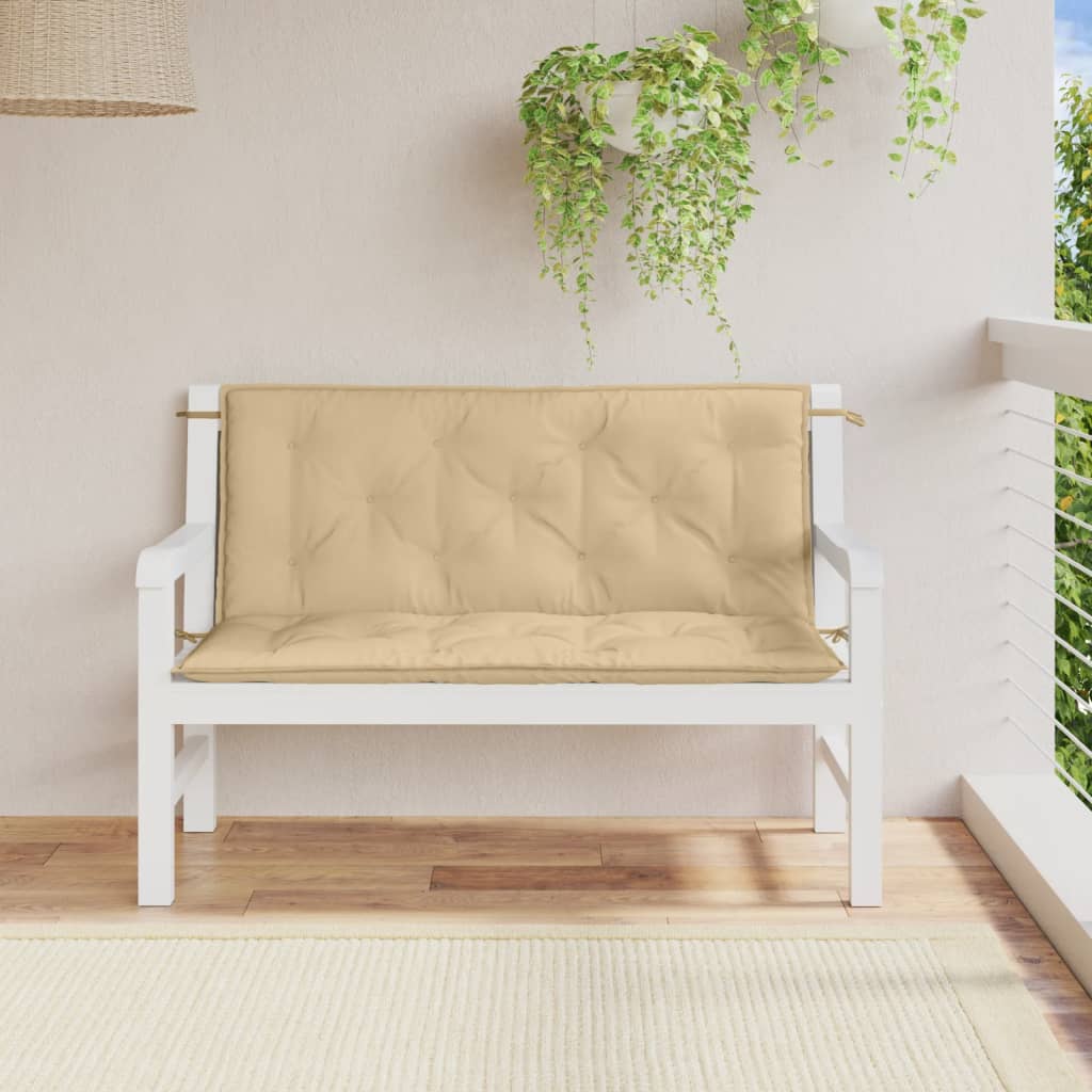 Garden Bench Cushions 2 pcs Beige Melange 120 x 50 x 7 cm Fabric
