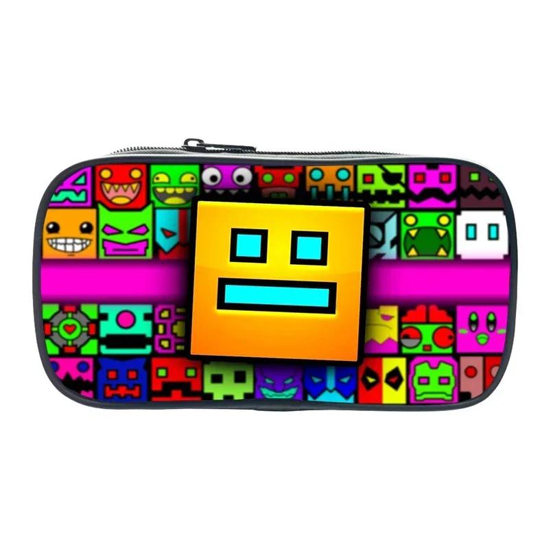 Забавный Мультяшный Пенал Geometry Dash Косметичка Вместительная Сумка для Карандашей Школьные Принадлежности для Учеников Пенал Канцтовары Подарки для Детей