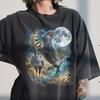 Three Secretary Bird Moon Shirt, Vintage 90s Graphic Tee, Raptor Wildlife Animal Lover Gift
