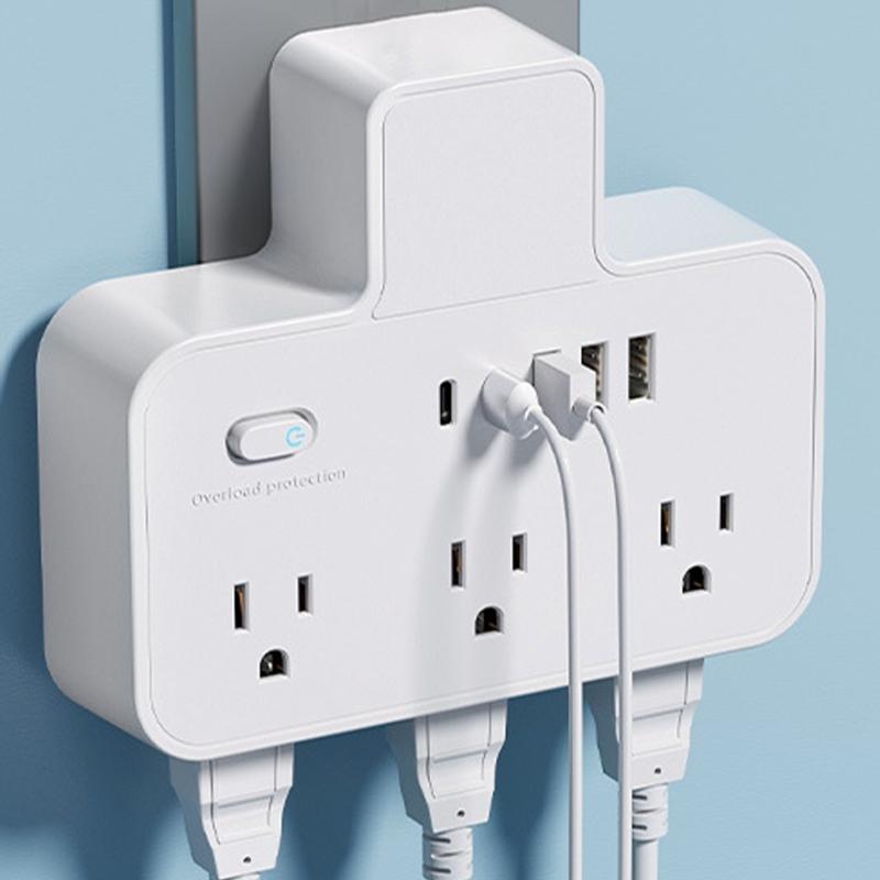 Удлинитель с несколькими розетками, два порта USB-C, усовершенствованная система зарядки, защита от перенапряжения, легко переносить для международных поездок